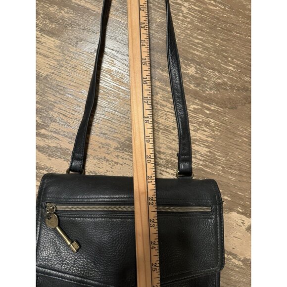 Vintage 1954 Fossil Pebbled Leather Shoulder Bag 75082 Black Crossbody Purse Y2K - Picture 5 of 11